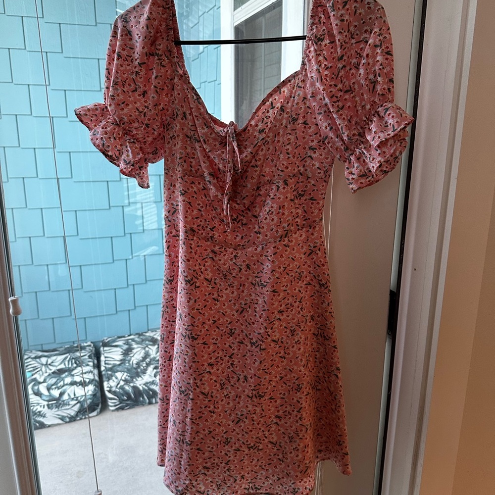 Shein Puff Sleeve Bow Floral Dress